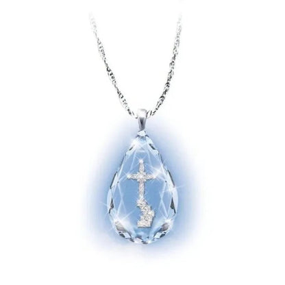 Fashion 925 Sterling Silver Teardrop Crystal Diamond Cross Necklace Engagement Wedding Jewelry Pendant Lover Necklace Gift Jewelry
