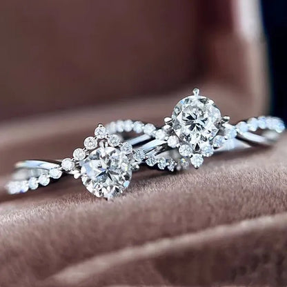 Fashion Accessories Gorgeous 925 Sterling Silver White Sapphire Round Cut Moissanite Diamond Ring Elegant Bride Wedding Jewelry for Women Rings Engagement Anniversary Party Band Gift Size 4-12 Bague Femme
