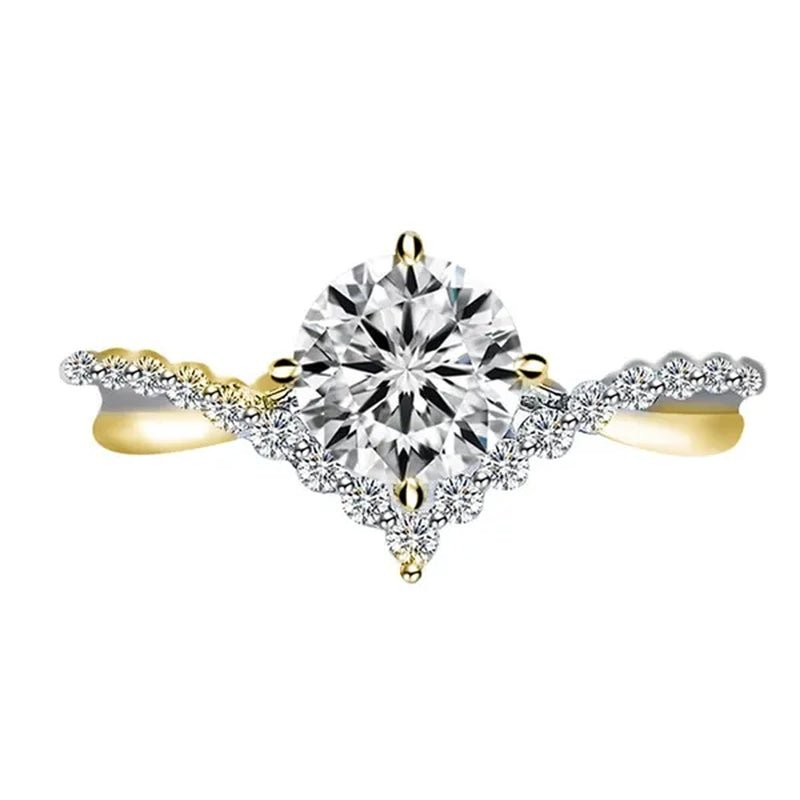 Fashion Accessories Gorgeous 925 Sterling Silver White Sapphire Round Cut Moissanite Diamond Ring Elegant Bride Wedding Jewelry for Women Rings Engagement Anniversary Party Band Gift Size 4-12 Bague Femme