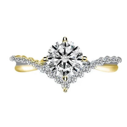 Fashion Accessories Gorgeous 925 Sterling Silver White Sapphire Round Cut Moissanite Diamond Ring Elegant Bride Wedding Jewelry for Women Rings Engagement Anniversary Party Band Gift Size 4-12 Bague Femme
