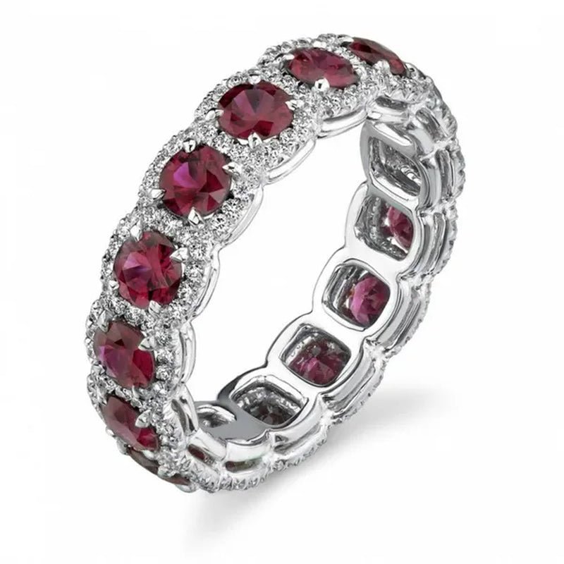 Fashion Accessories Natural Ruby Garnet Wedding Birthstone Bride Engagement Multilevel Ring Jewelry Size 6 7 8 9 10 - WORLD TIME VISITS