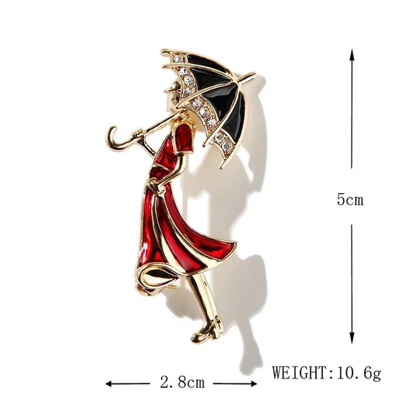Fashion Cartoon Enamel Girl Brooch Woman Umbrella Alloy Pin Accessories Brooches
