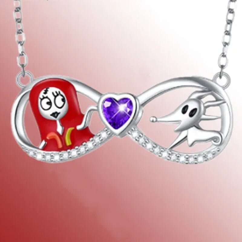 Fashion Creative Women's Infinite Heart Diamond Necklace Cartoon Ghost Diamond Pendant Engagement Necklaces for Women Jewelry Accessories Birthday Anniversary Gift - WORLD TIME VISITS