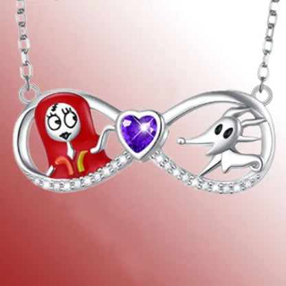 Fashion Creative Women's Infinite Heart Diamond Necklace Cartoon Ghost Diamond Pendant Engagement Necklaces for Women Jewelry Accessories Birthday Anniversary Gift - WORLD TIME VISITS