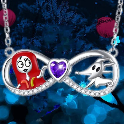 Fashion Creative Women's Infinite Heart Diamond Necklace Cartoon Ghost Diamond Pendant Engagement Necklaces for Women Jewelry Accessories Birthday Anniversary Gift - WORLD TIME VISITS