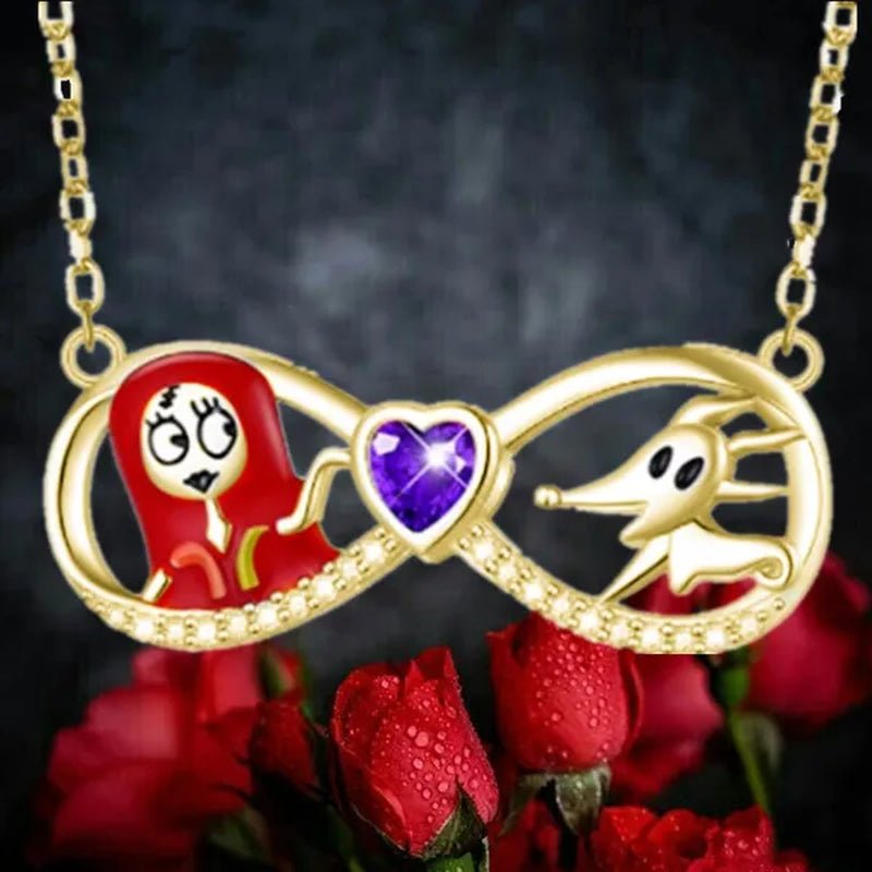 Fashion Creative Women's Infinite Heart Diamond Necklace Cartoon Ghost Diamond Pendant Engagement Necklaces for Women Jewelry Accessories Birthday Anniversary Gift