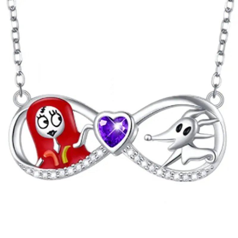 Fashion Creative Women's Infinite Heart Diamond Necklace Cartoon Ghost Diamond Pendant Engagement Necklaces for Women Jewelry Accessories Birthday Anniversary Gift - WORLD TIME VISITS