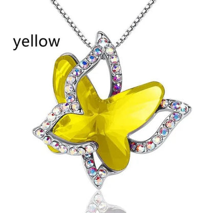 Fashion Crystal Butterfly Necklace Zircon Hollow Out Butterfly Pendant Engagement Necklaces for Women Insect Butterfly Jewelry Charm Accessories Birthday Party Anniversary Gift