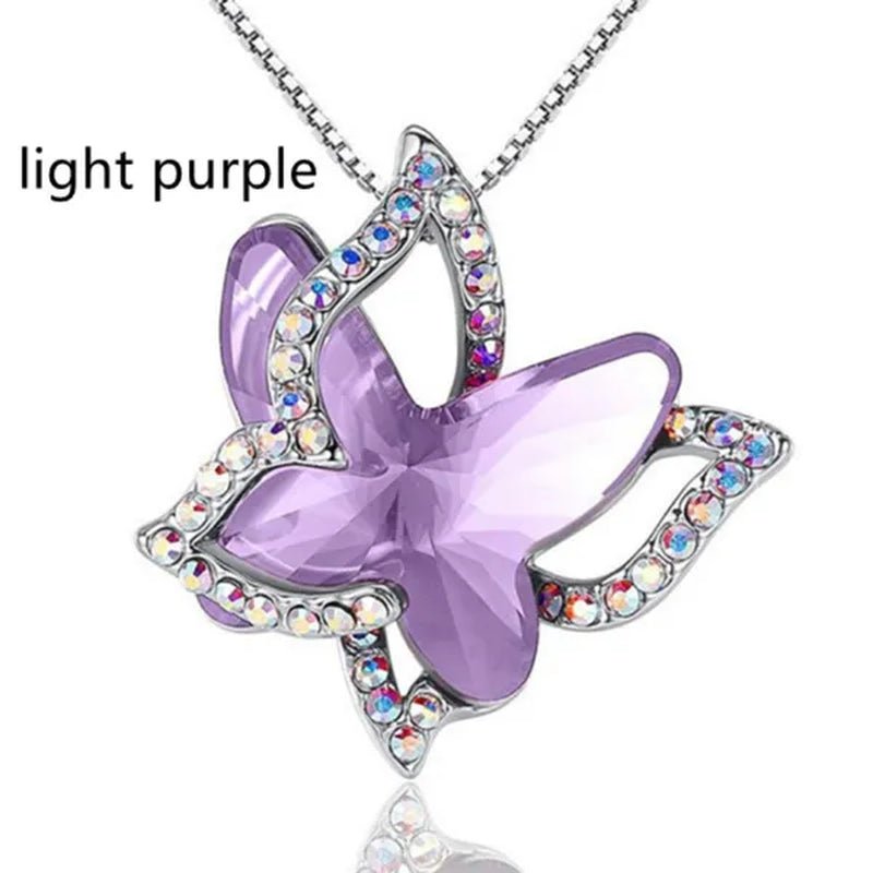 Fashion Crystal Butterfly Necklace Zircon Hollow Out Butterfly Pendant Engagement Necklaces for Women Insect Butterfly Jewelry Charm Accessories Birthday Party Anniversary Gift