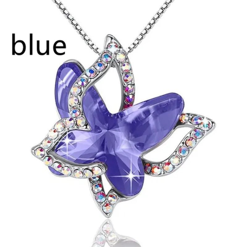 Fashion Crystal Butterfly Necklace Zircon Hollow Out Butterfly Pendant Engagement Necklaces for Women Insect Butterfly Jewelry Charm Accessories Birthday Party Anniversary Gift