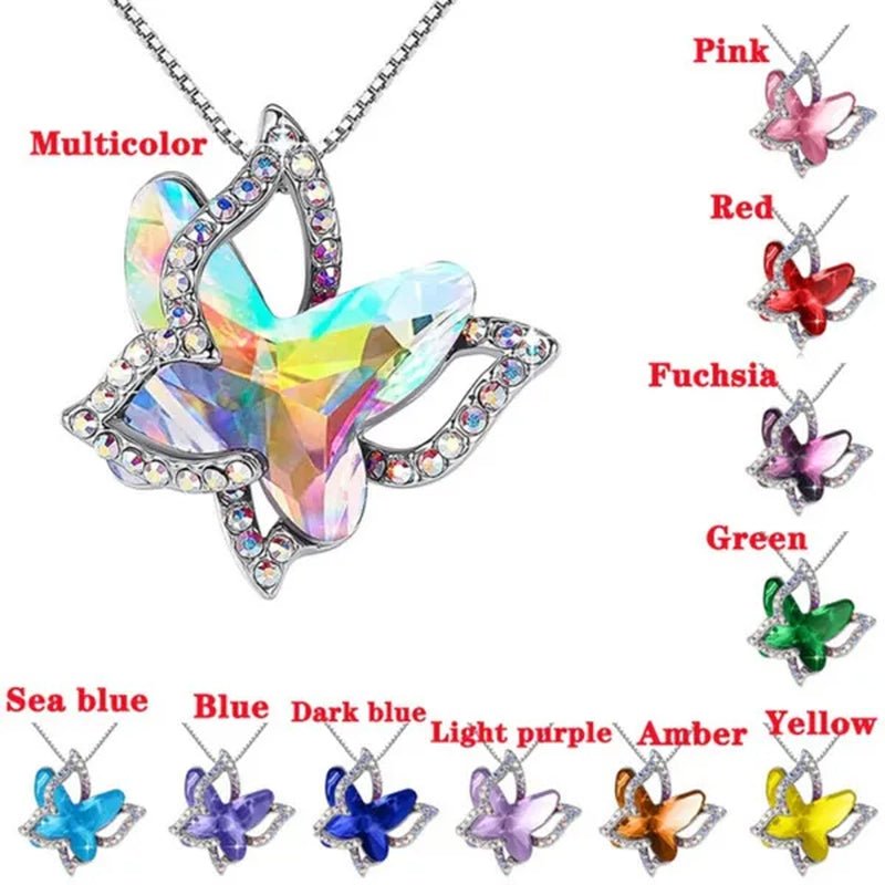 Fashion Crystal Butterfly Necklace Zircon Hollow Out Butterfly Pendant Engagement Necklaces for Women Insect Butterfly Jewelry Charm Accessories Birthday Party Anniversary Gift - WORLD TIME VISITS