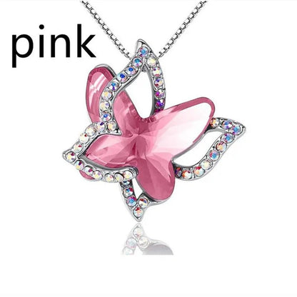 Fashion Crystal Butterfly Necklace Zircon Hollow Out Butterfly Pendant Engagement Necklaces for Women Insect Butterfly Jewelry Charm Accessories Birthday Party Anniversary Gift