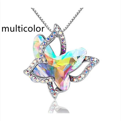 Fashion Crystal Butterfly Necklace Zircon Hollow Out Butterfly Pendant Engagement Necklaces for Women Insect Butterfly Jewelry Charm Accessories Birthday Party Anniversary Gift