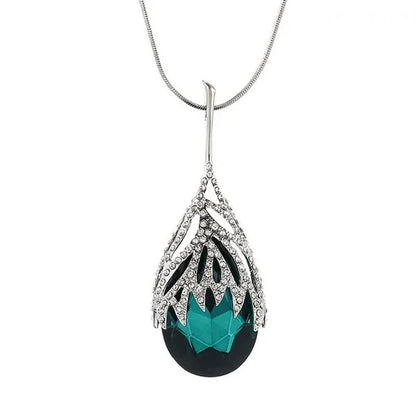 Fashion Crystal Diamond Water Dripping Sweater Chain Women's Geometric Long Necklace