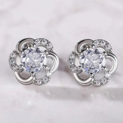 Fashion Diamond Flower Stud Earrings for Women Jewelry