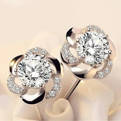 Fashion Diamond Flower Stud Earrings for Women Jewelry