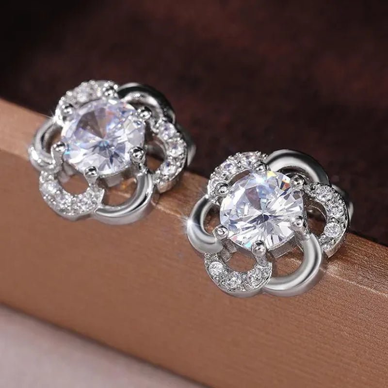 Fashion Diamond Flower Stud Earrings for Women Jewelry