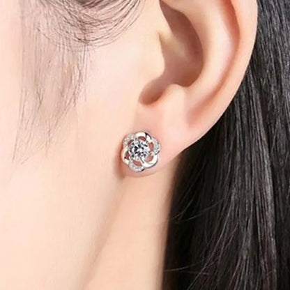 Fashion Diamond Flower Stud Earrings for Women Jewelry