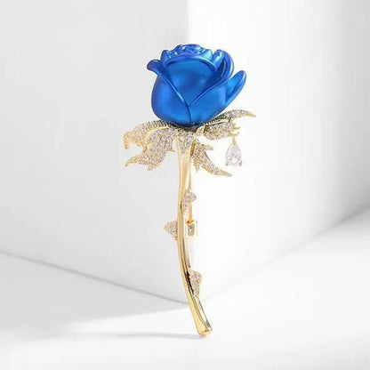 Fashion Diamond Inlaid Rose Brooch Temperament Elegant Flower Tassel Brooch Clothing Accessories Pin Clothing Brooch