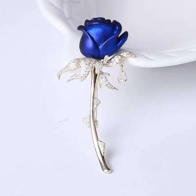 Fashion Diamond Inlaid Rose Brooch Temperament Elegant Flower Tassel Brooch Clothing Accessories Pin Clothing Brooch - WORLD TIME VISITS