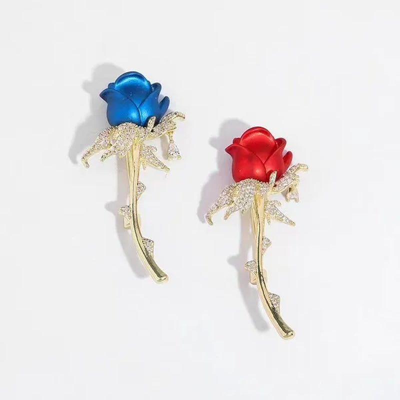 Fashion Diamond Inlaid Rose Brooch Temperament Elegant Flower Tassel Brooch Clothing Accessories Pin Clothing Brooch - WORLD TIME VISITS