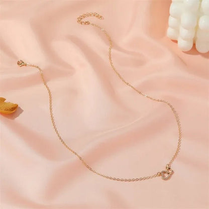 Fashion Gold and Silver Double Heart Necklace Necklace Crystal Diamond Pendant Necklace Gift for Woman