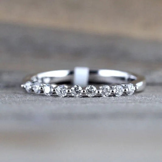 Fashion Half Eternity Zircon Ring Romantic Bride Proposal Engagement Wedding Band Anniversary Gift - WORLD TIME VISITS