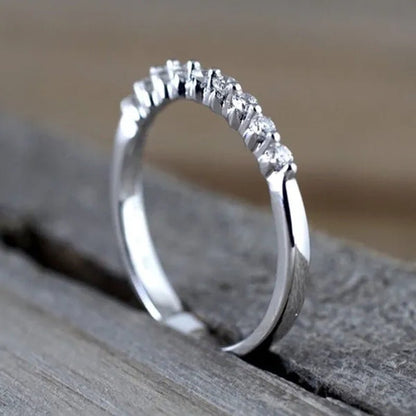 Fashion Half Eternity Zircon Ring Romantic Bride Proposal Engagement Wedding Band Anniversary Gift