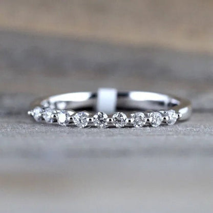 Fashion Half Eternity Zircon Ring Romantic Bride Proposal Engagement Wedding Band Anniversary Gift - WORLD TIME VISITS