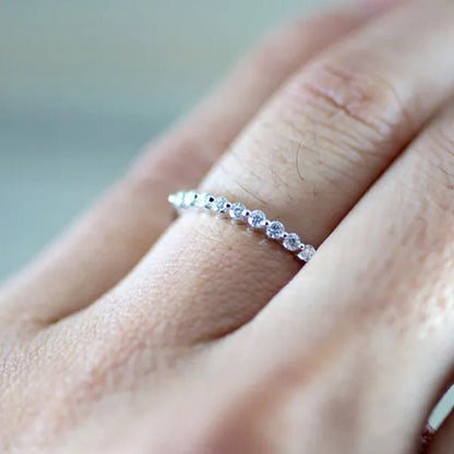 Fashion Half Eternity Zircon Ring Romantic Bride Proposal Engagement Wedding Band Anniversary Gift