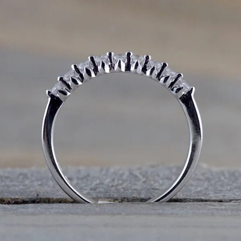 Fashion Half Eternity Zircon Ring Romantic Bride Proposal Engagement Wedding Band Anniversary Gift