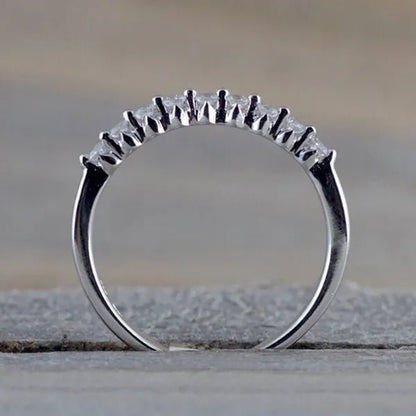 Fashion Half Eternity Zircon Ring Romantic Bride Proposal Engagement Wedding Band Anniversary Gift