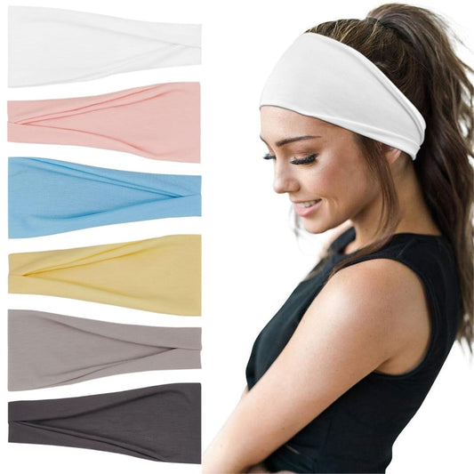 Fashion Headbands for Women Wide Headband Yoga Workout Head Bands Hair Accessories Band 6 Pack - WORLD TIME VISITS