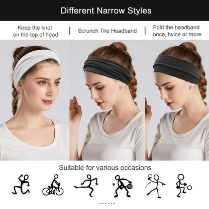 Fashion Headbands for Women Wide Headband Yoga Workout Head Bands Hair Accessories Band Black White Gray 6 Pack