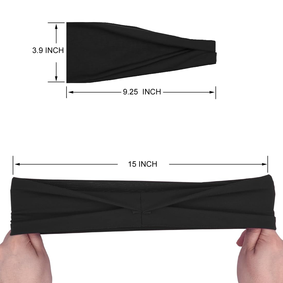 Fashion Headbands for Women Wide Headband Yoga Workout Head Bands Hair Accessories Black Band 6 Pack