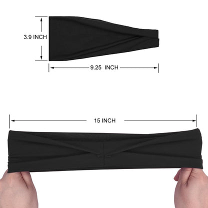 Fashion Headbands for Women Wide Headband Yoga Workout Head Bands Hair Accessories Black Band 6 Pack