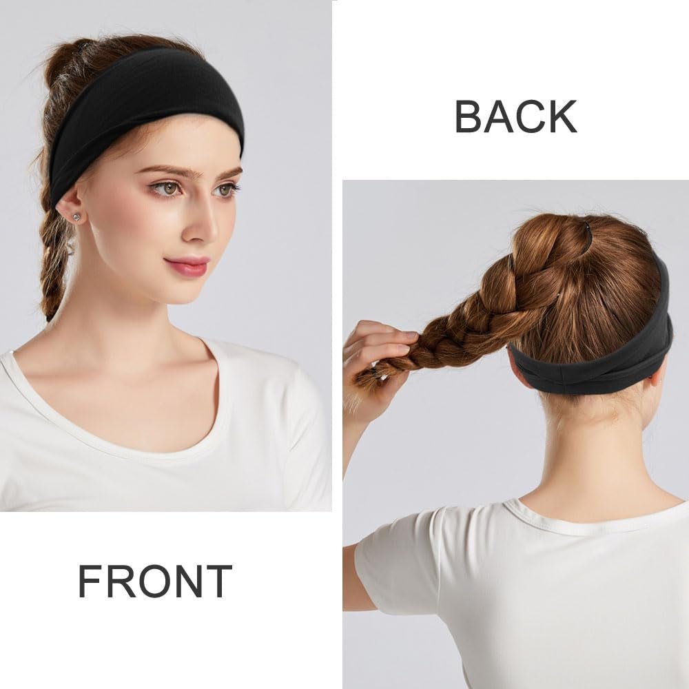 Fashion Headbands for Women Wide Headband Yoga Workout Head Bands Hair Accessories Black Band 6 Pack - WORLD TIME VISITS