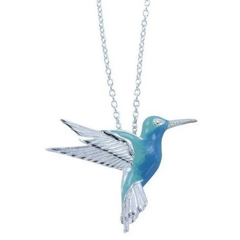 Fashion Hummingbird Pendant Necklace Cute Blue Enamel Bird Pendant Bridal Wedding Party Anniversary Mother's Day Gift Jewelry
