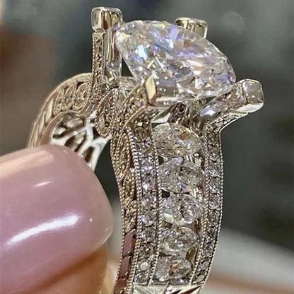 Fashion Ladies 2 Carat Natural Gemstone White Sapphire Diamond Ring Classic Design Ladies Engagement Wedding Promise Ring Birthday Gift Jewelry Size 5 - 11 - WORLD TIME VISITS