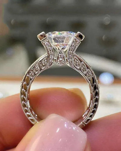 Fashion Ladies  2 Carat Natural Gemstone White Sapphire Diamond Ring Classic Design Ladies Engagement Wedding Promise Ring Birthday Gift Jewelry Size 5-11