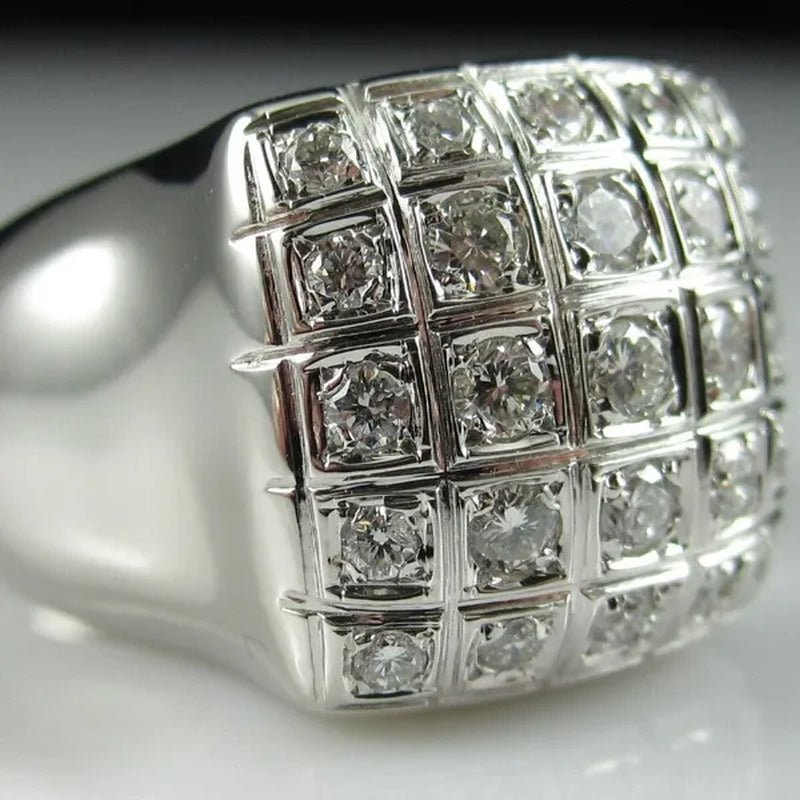 Fashion Man Jewelry White Sapphire Gemstones 925 Sterling Silver Wedding Engagement Ring Gifts - WORLD TIME VISITS