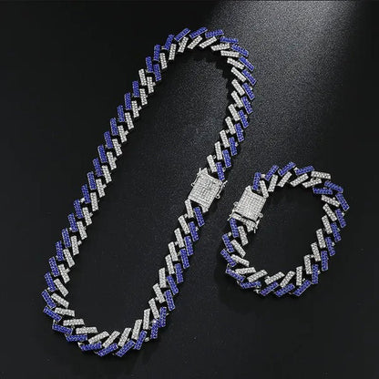 Fashion Men Necklace Diamond Necklace Bracelet Miami Cuban Link Chain Necklace Punk Jewelry Size: 8-30 Inch