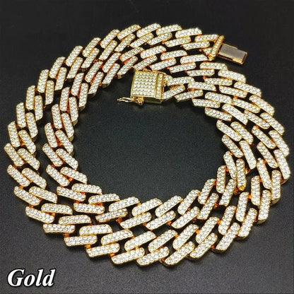 Fashion Men Necklace Diamond Necklace Bracelet Miami Cuban Link Chain Necklace Punk Jewelry Size: 8 - 30 Inch - WORLD TIME VISITS