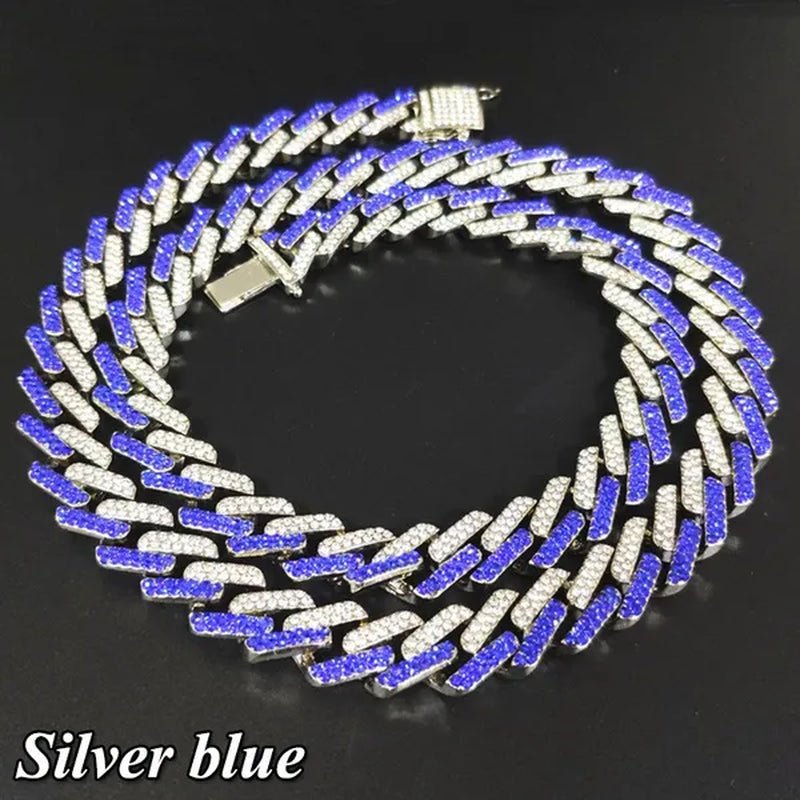 Fashion Men Necklace Diamond Necklace Bracelet Miami Cuban Link Chain Necklace Punk Jewelry Size: 8 - 30 Inch - WORLD TIME VISITS