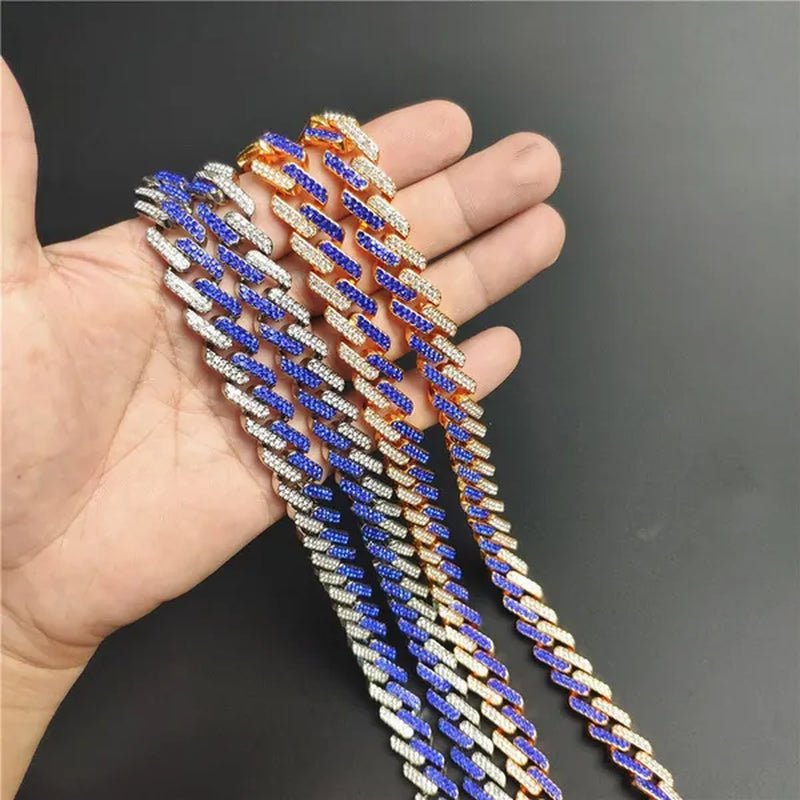 Fashion Men Necklace Diamond Necklace Bracelet Miami Cuban Link Chain Necklace Punk Jewelry Size: 8-30 Inch