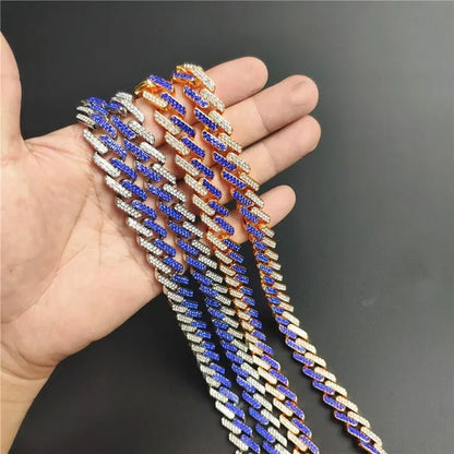 Fashion Men Necklace Diamond Necklace Bracelet Miami Cuban Link Chain Necklace Punk Jewelry Size: 8-30 Inch