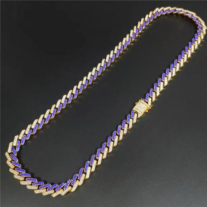 Fashion Men Necklace Diamond Necklace Bracelet Miami Cuban Link Chain Necklace Punk Jewelry Size: 8-30 Inch