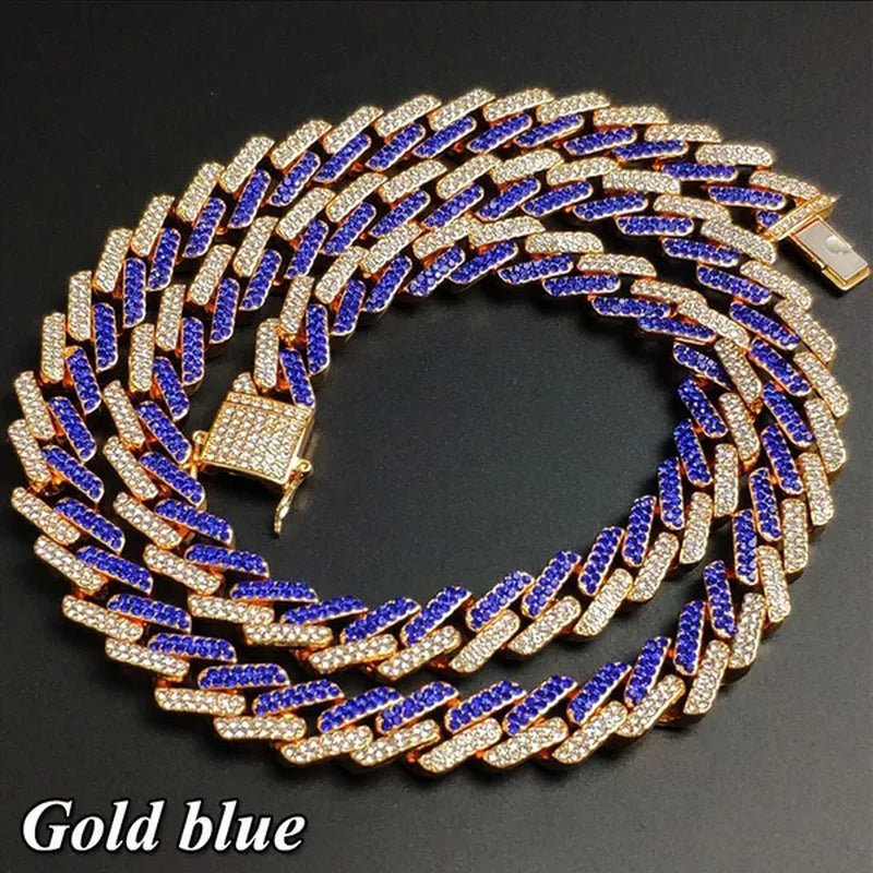 Fashion Men Necklace Diamond Necklace Bracelet Miami Cuban Link Chain Necklace Punk Jewelry Size: 8 - 30 Inch - WORLD TIME VISITS
