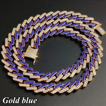Fashion Men Necklace Diamond Necklace Bracelet Miami Cuban Link Chain Necklace Punk Jewelry Size: 8 - 30 Inch - WORLD TIME VISITS