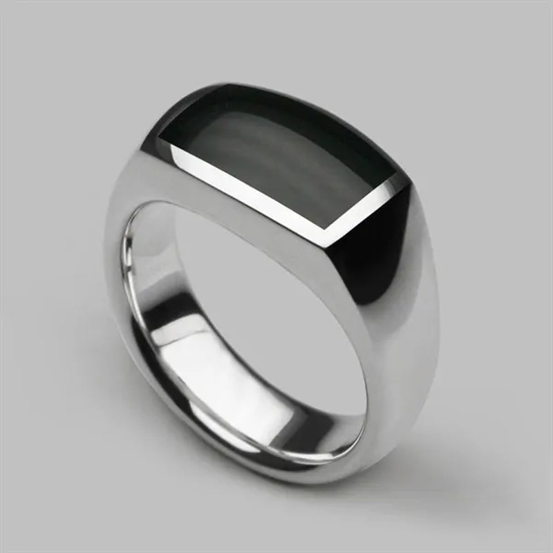 Fashion Men'S Natural Onyx Ring Exquisite 925 Sterling Silver Gemstone Engagement Rings Wedding Party Biker Punk Birthstone Jewelry Size 7 - 13 - WORLD TIME VISITS
